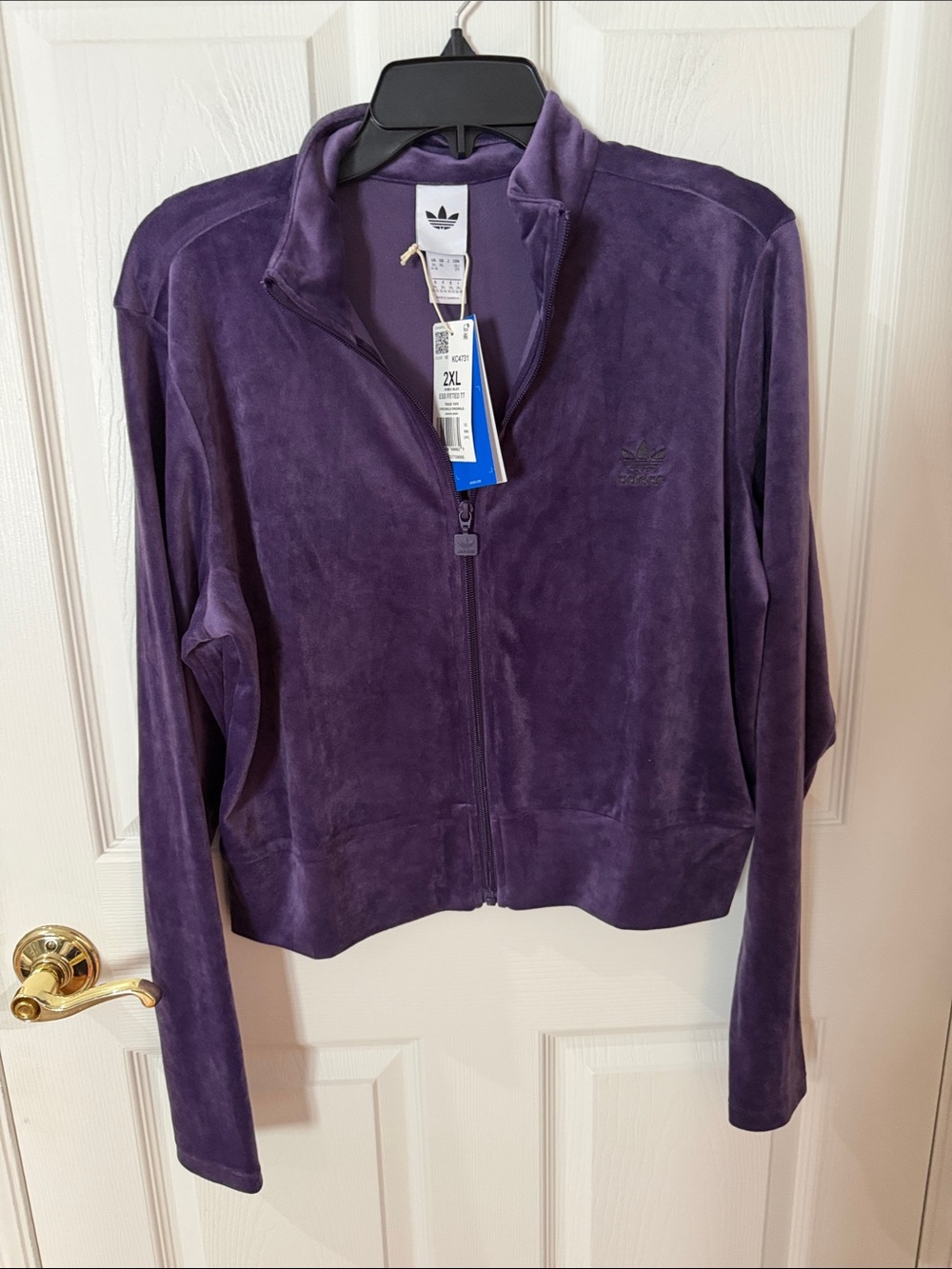NWT adidas Purple Velour track Jacket 2XL fits small